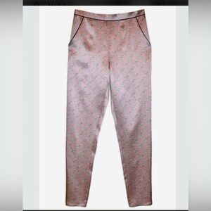 Fleur du Mal Silk Pink and Gold Chain Pattern Pants
